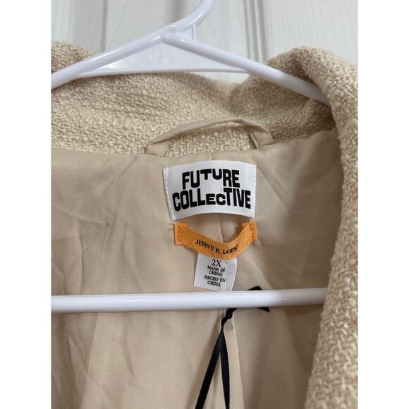 Future Collective Collab NWT Neutral Beige  Fringe Trench Coat 2x - Picture 8 of 10